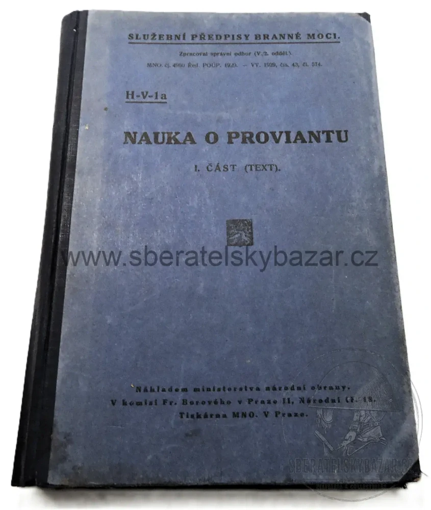 Nauka o proviantu – I. díl (text) – služební předpis československé ar
