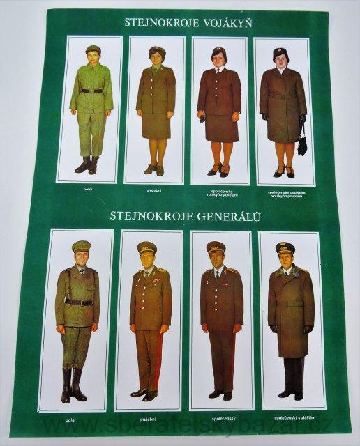 Plakát - Stejnokroje Vojákyň ČSLA A3 - Reprint