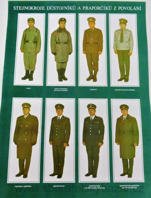 Plakát - Stejnokroje důstojníků a praporčíků ČSLA A3 - Reprint