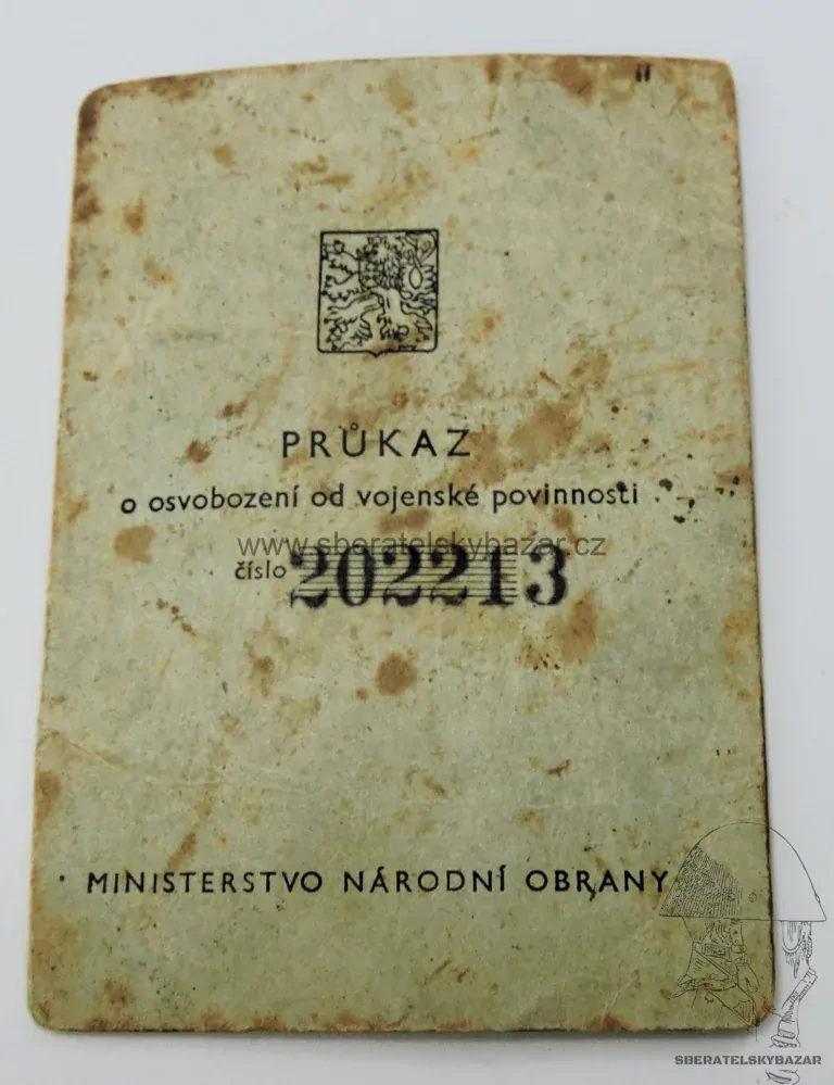 Průkaz o osvobození od vojenské povinosti (modrá knížka) 