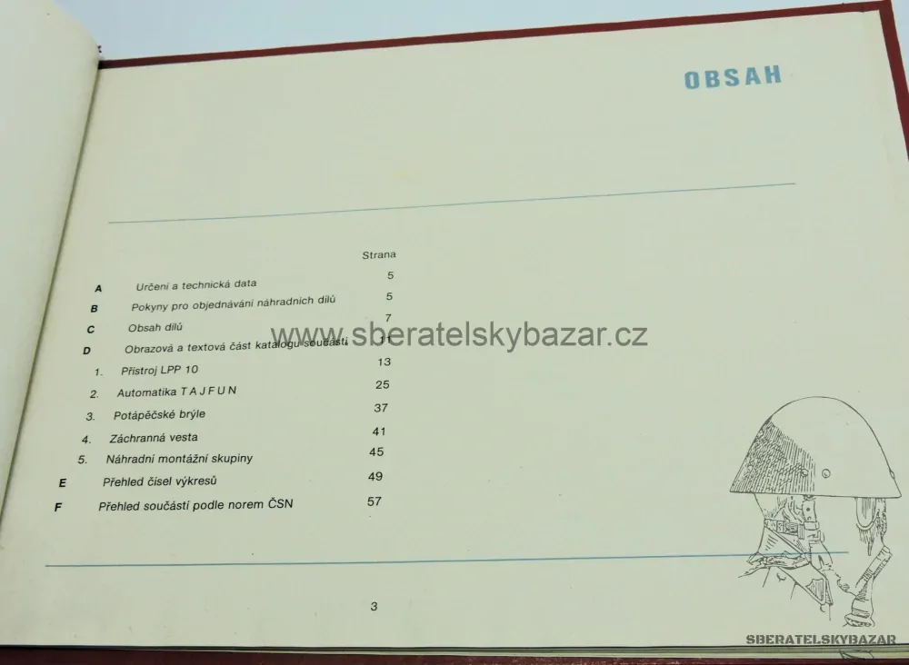 Originál Katalogu náhradních dílů potápěcí přístroj LPP 10