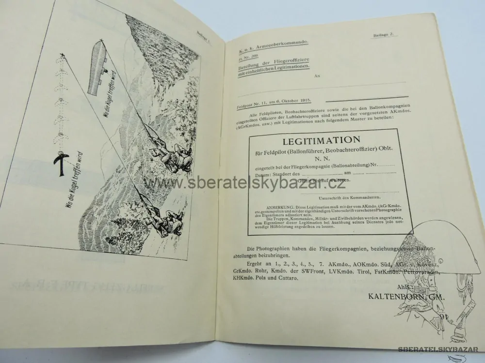 Originál RU- příručka rozpoznávání letadel 1917 - razítko Nr.13 - Lajk
