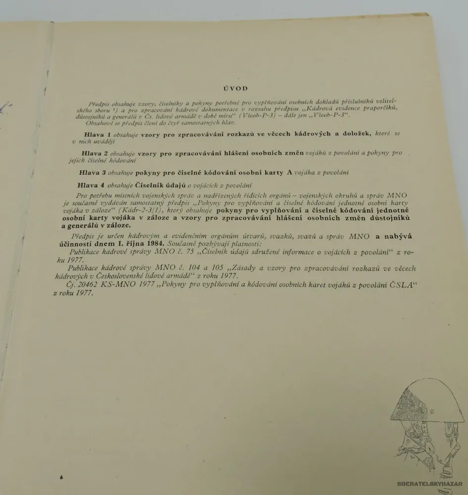 	 Originál předpis Kádrová dokumentace v ČSLA - A4 