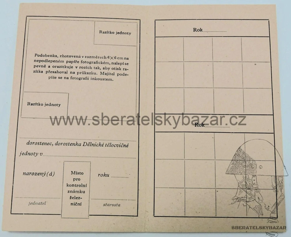 Blanketní průkaz Dělnická tělovýchovná jednota - Protekrorát Čechy a Morava