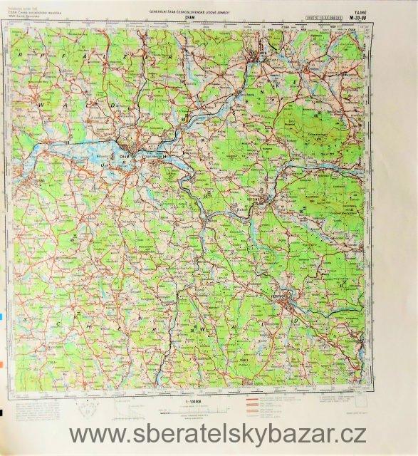 Mapa generálního štábu ČSLA  -  CHAM 1 : 100 000