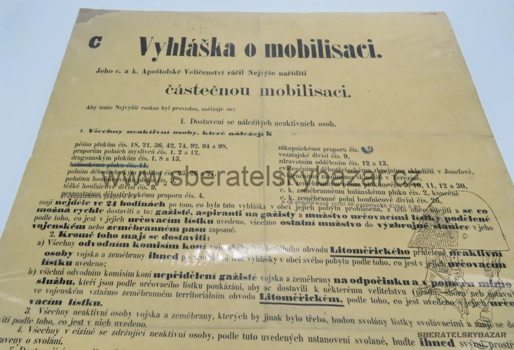 Vyhláška o mobilizaci RU 1914 - Nové město na Moravě