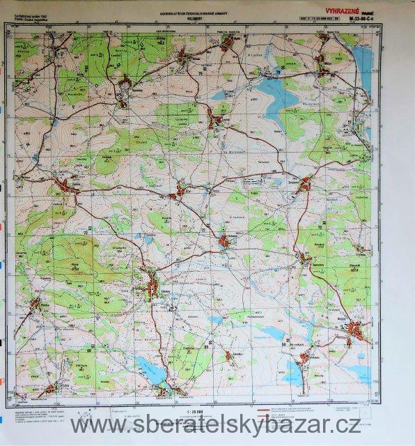 Mapa generálního štábu ČSLA  -  VELENOVY 1 : 25 000