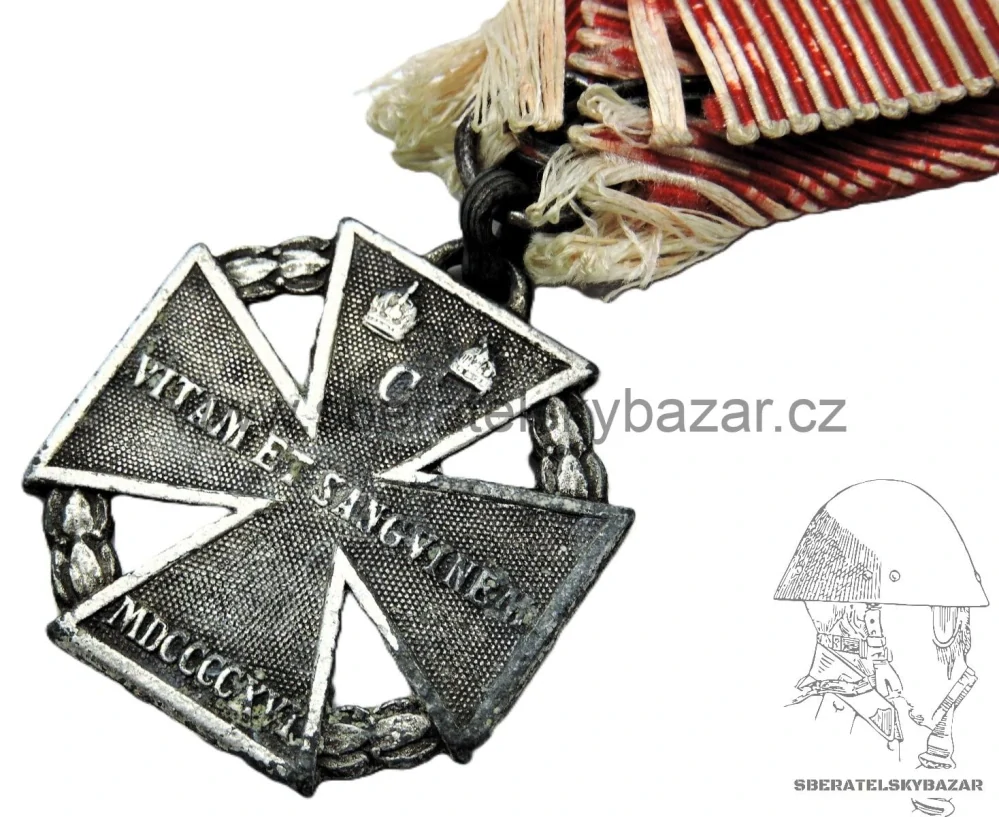 Karlův vojenský postříbřený kříž - Karl-Truppenkreuz - Značený W&A