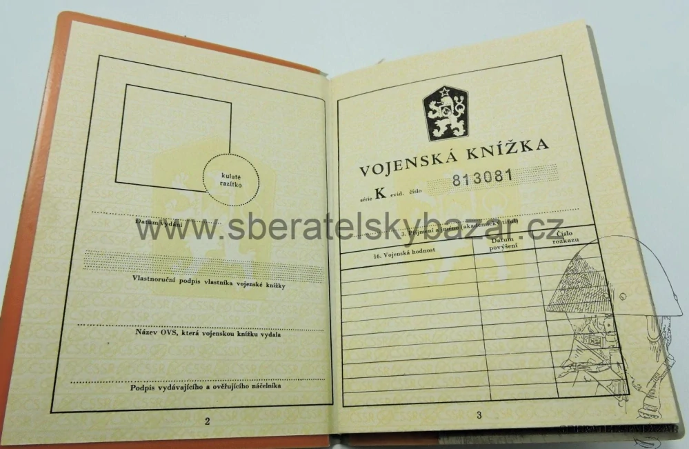 Vojenská knížka ČSLA - čistá / blanket 