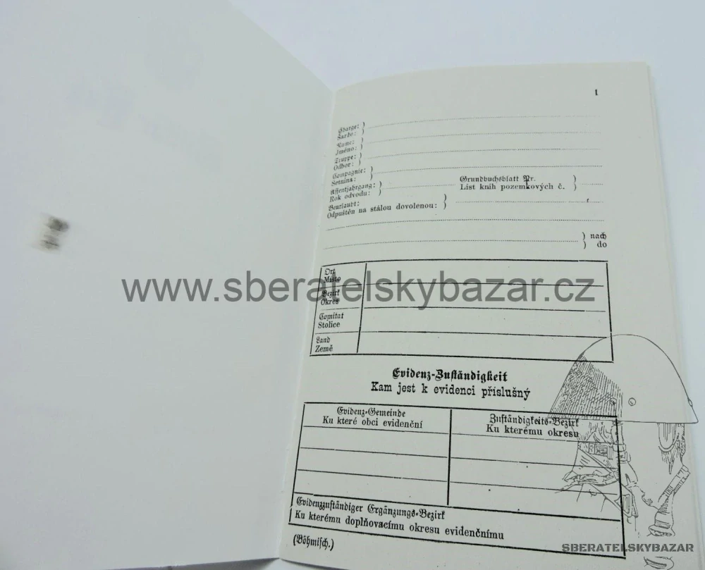 Vojenská knížka Rakousko Uhersko - Blanketní - Reprint (replika)