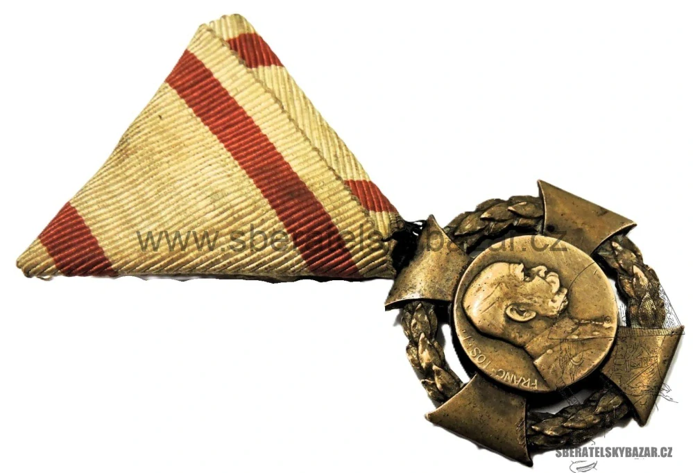 Jubilejní kříž z roku 1908 na vojenské originál stuze 