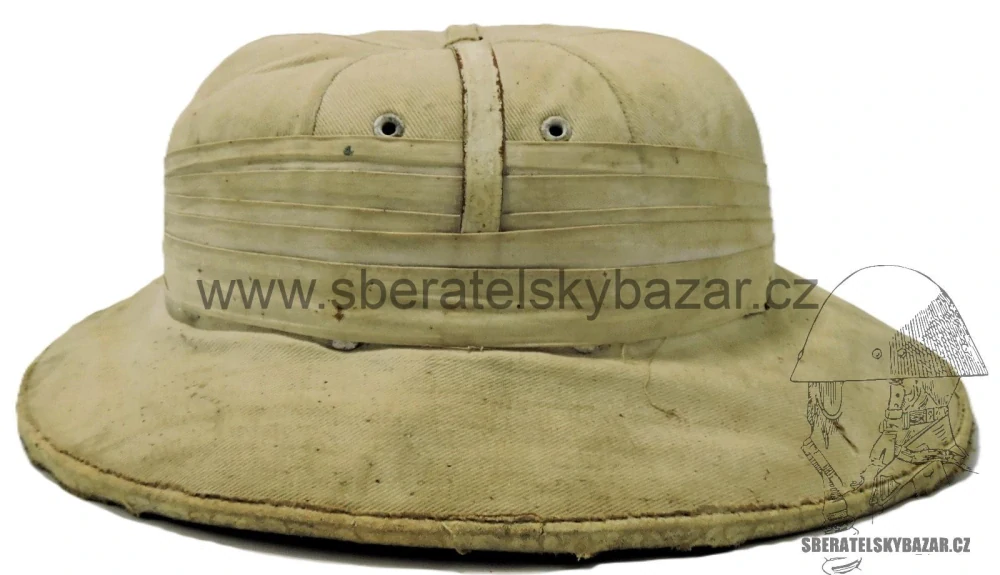 Britská tropická přiba WWII - Bombay bowler - bílá- značená