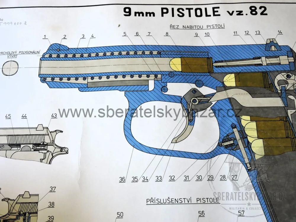 PISTOLE vz.82 9mm výukový plakát originál! 