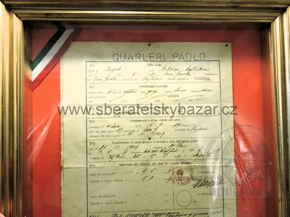 ITALSKO-TURECKÁ VÁLKA 1911–1912 – 5 MEDAILÍ + VOJENSKÝ SLUŽEBNÍ LIST