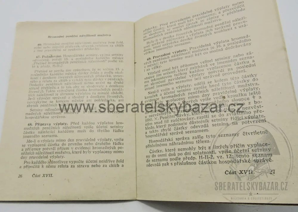 Čs. vojenský předpis – Administrativa setniny a hospodářská služba – R 