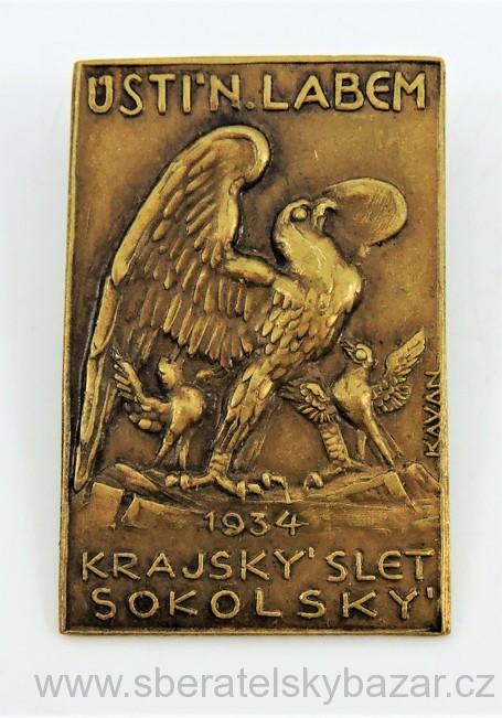 Odznak Ustí n. Labem 1934 Krajský slet Sokolský
