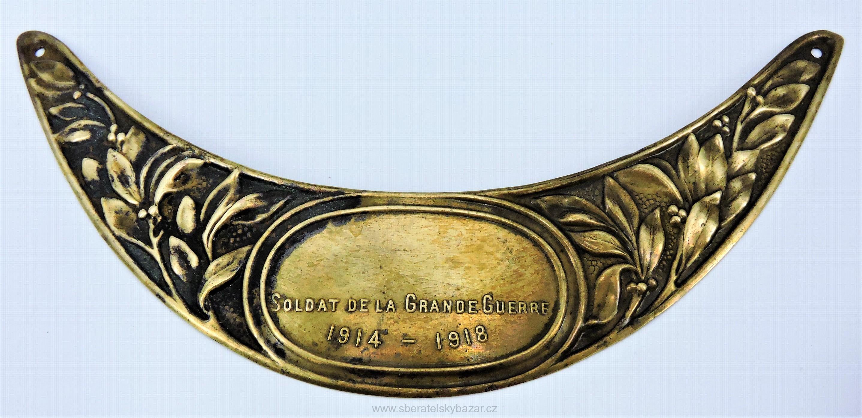Štítek na Francouzskou přilbu adrian Veterán 1914-1916 Soldat de la Grande Guerre