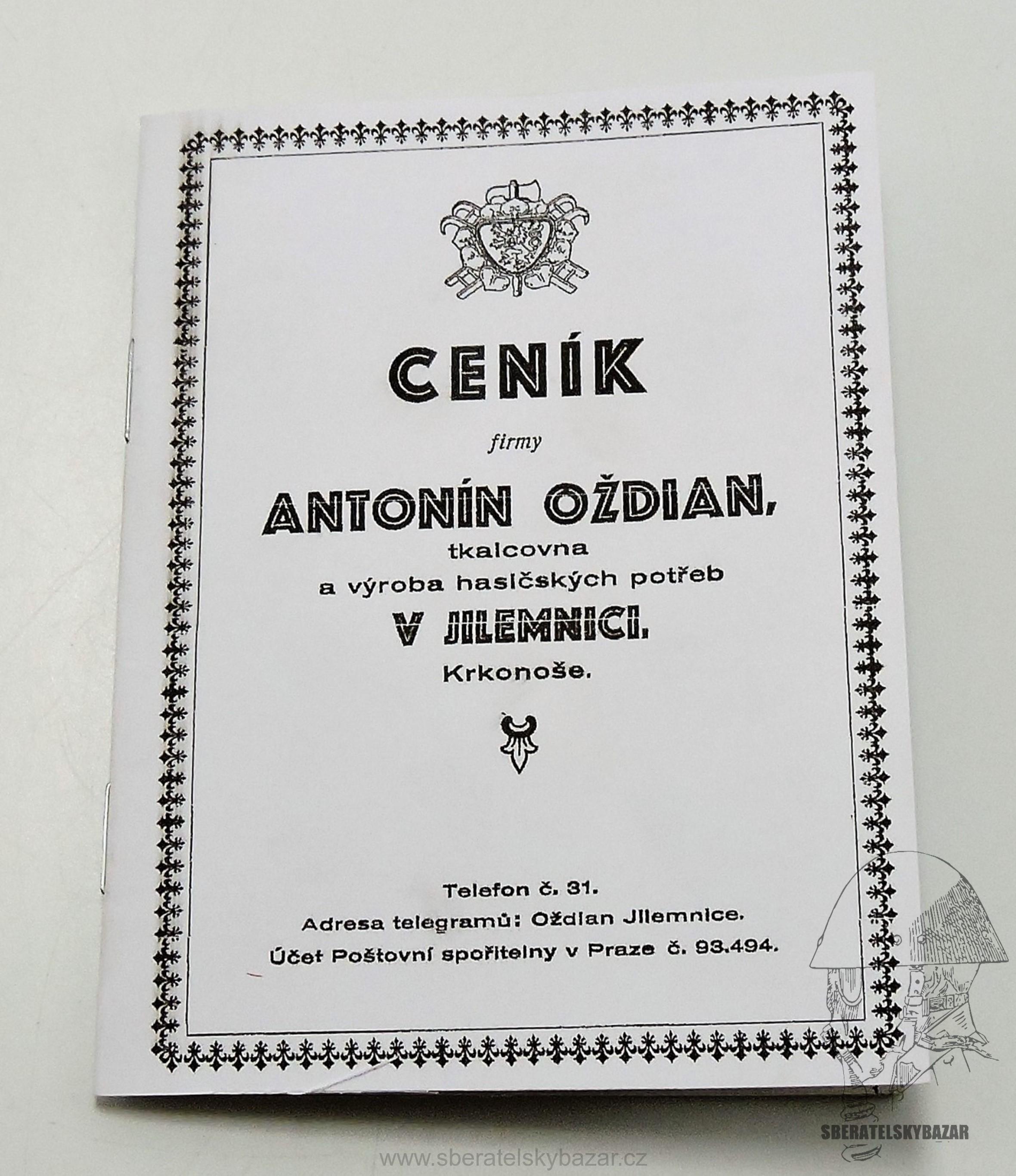 Ceník hasičských potřeb - Přilby, Uniformy, odznaky  - Reprint (Replika)