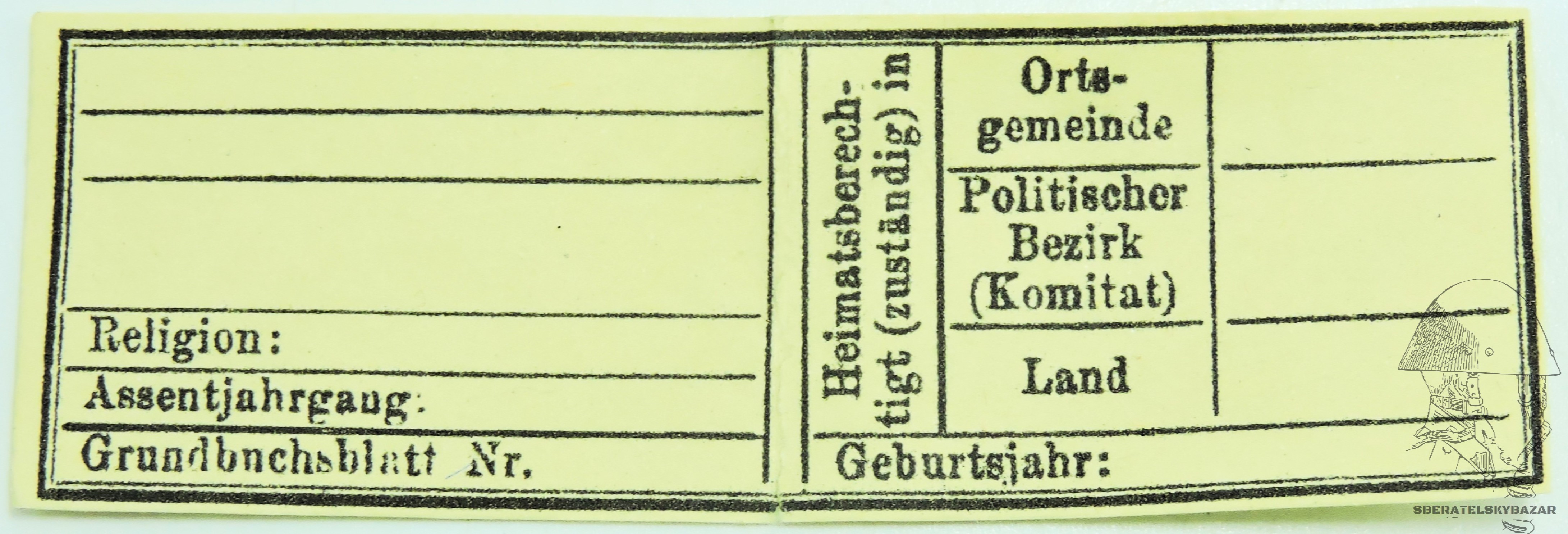 R.U. Legitimationsblatt -štítek do známky