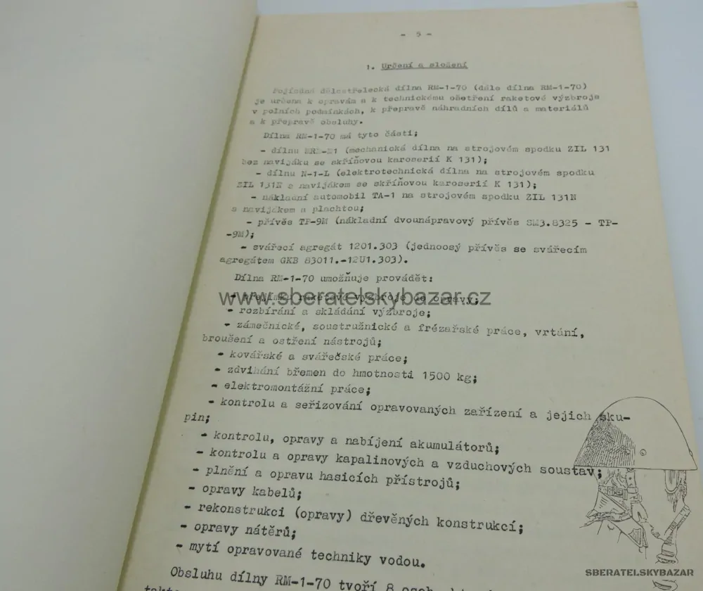 Předpis Pojízdná dělostřelecká dílna RM-1-70 - A4