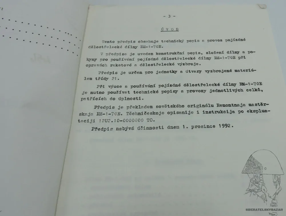 Předpis Pojízdná dělostřelecká dílna RM-1-70E - A4
