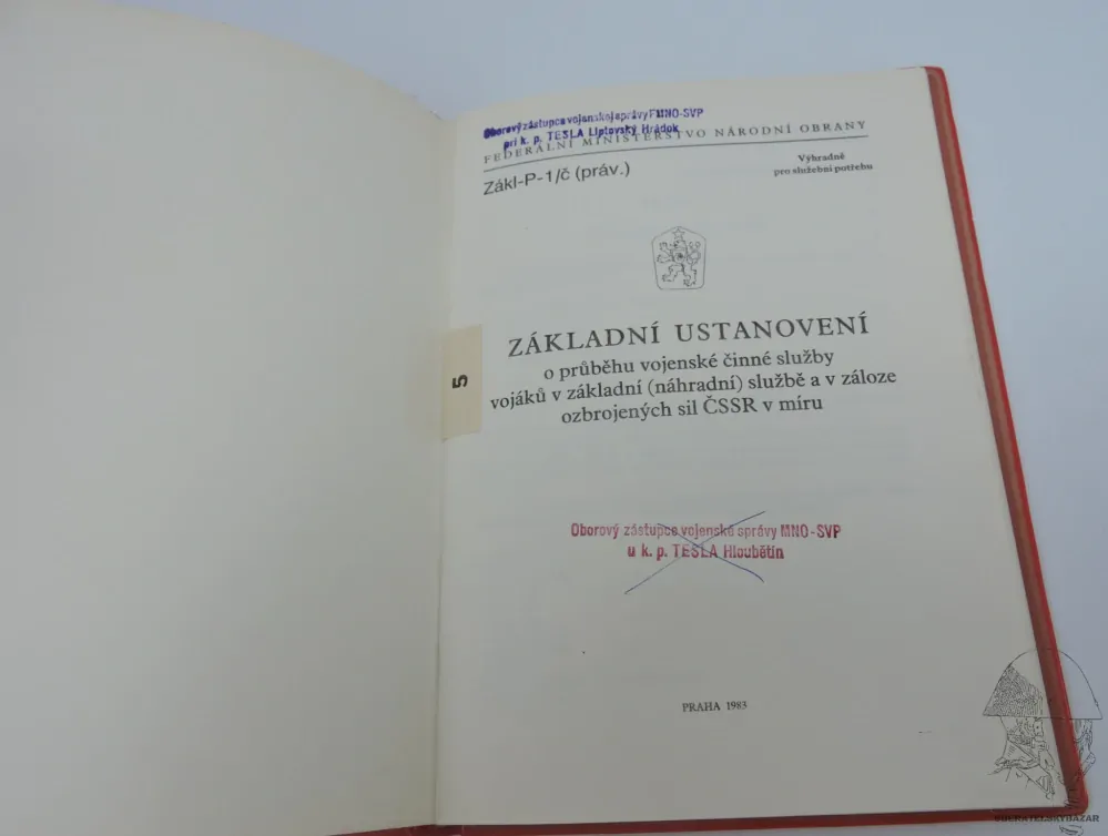 Originál předpis Základní ustanovení o půběhu vojenské čínné služby