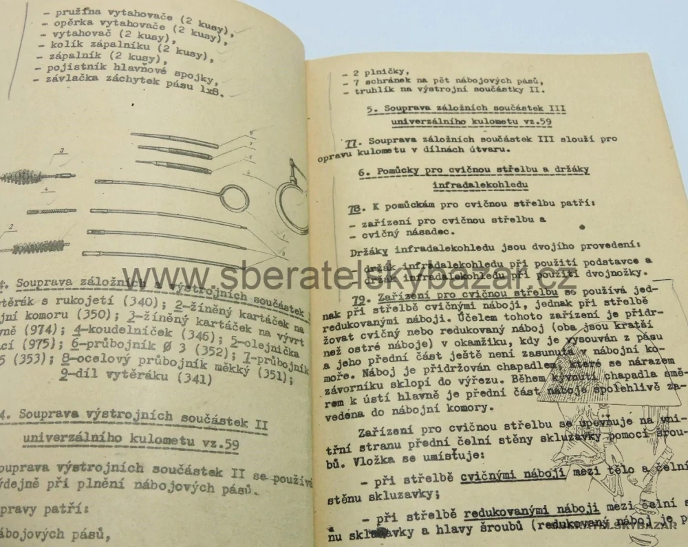 Předpis univerzalní kulomet vz.59 - originál