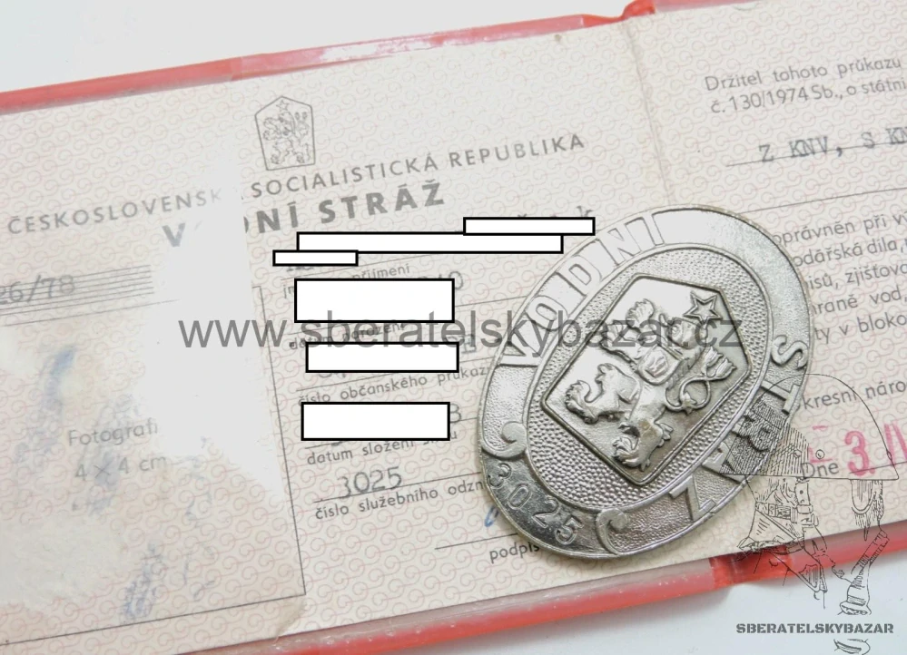 Odznak Vodní stráž - včetně průkazu sčíslováno