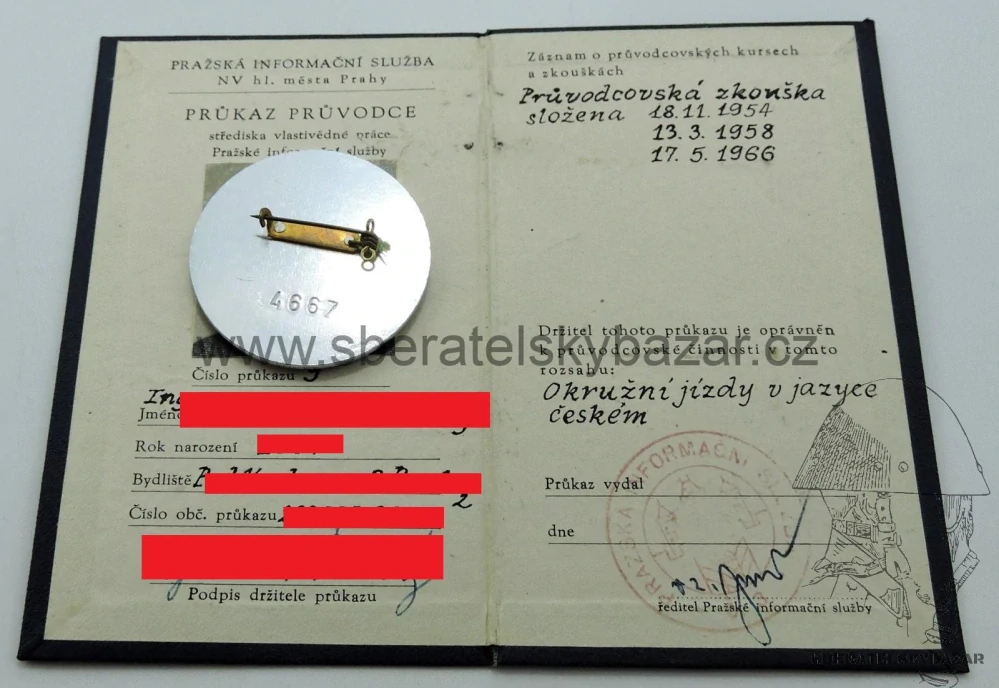 Odznak průvodce včetně průkazu - číslováno