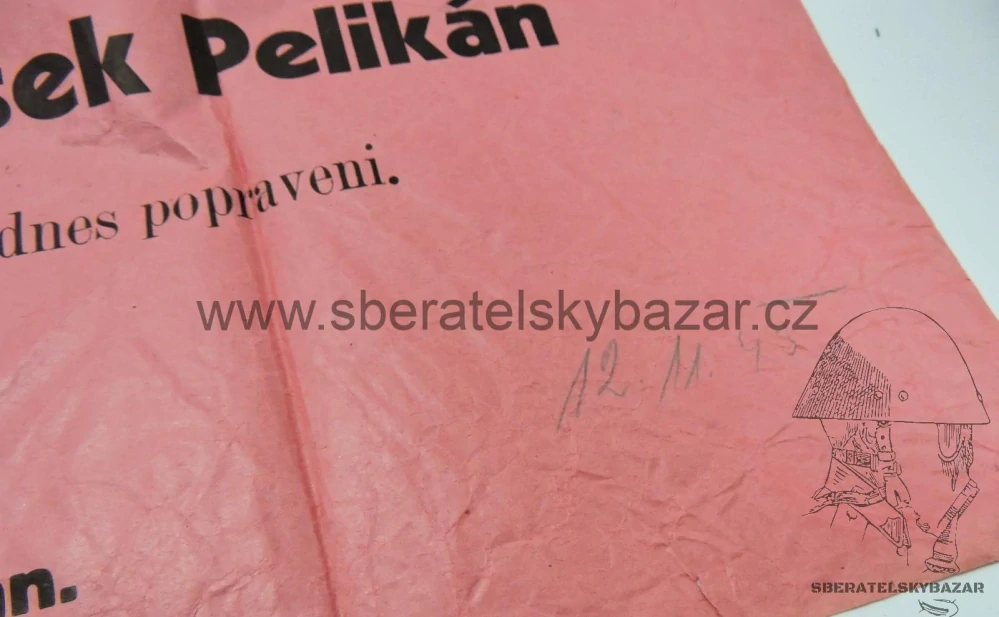 Vyhláška Protektorát - Popravy 58 x 42cm! ORIGINÁL