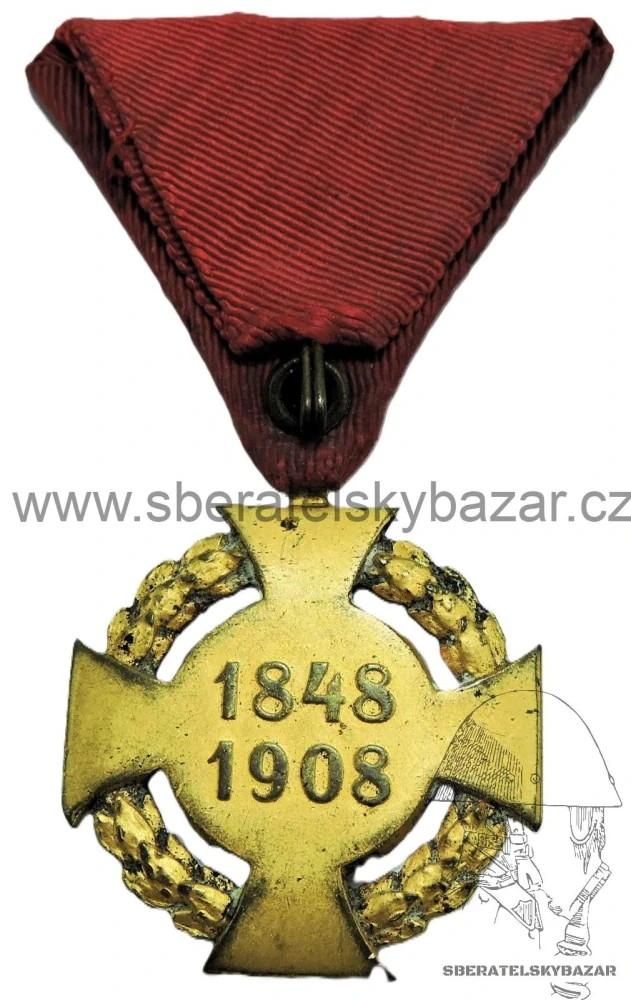 Jubilejní kříž z roku 1908 na civilní stuze