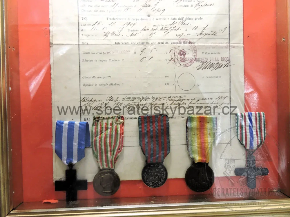 ITALSKO-TURECKÁ VÁLKA 1911–1912 – 5 MEDAILÍ + VOJENSKÝ SLUŽEBNÍ LIST