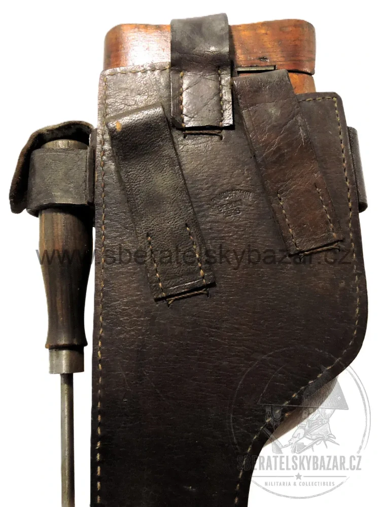 Mauser C96 – originální pažba/pouzdro + kožený postroj A.PH. HOFFMANN