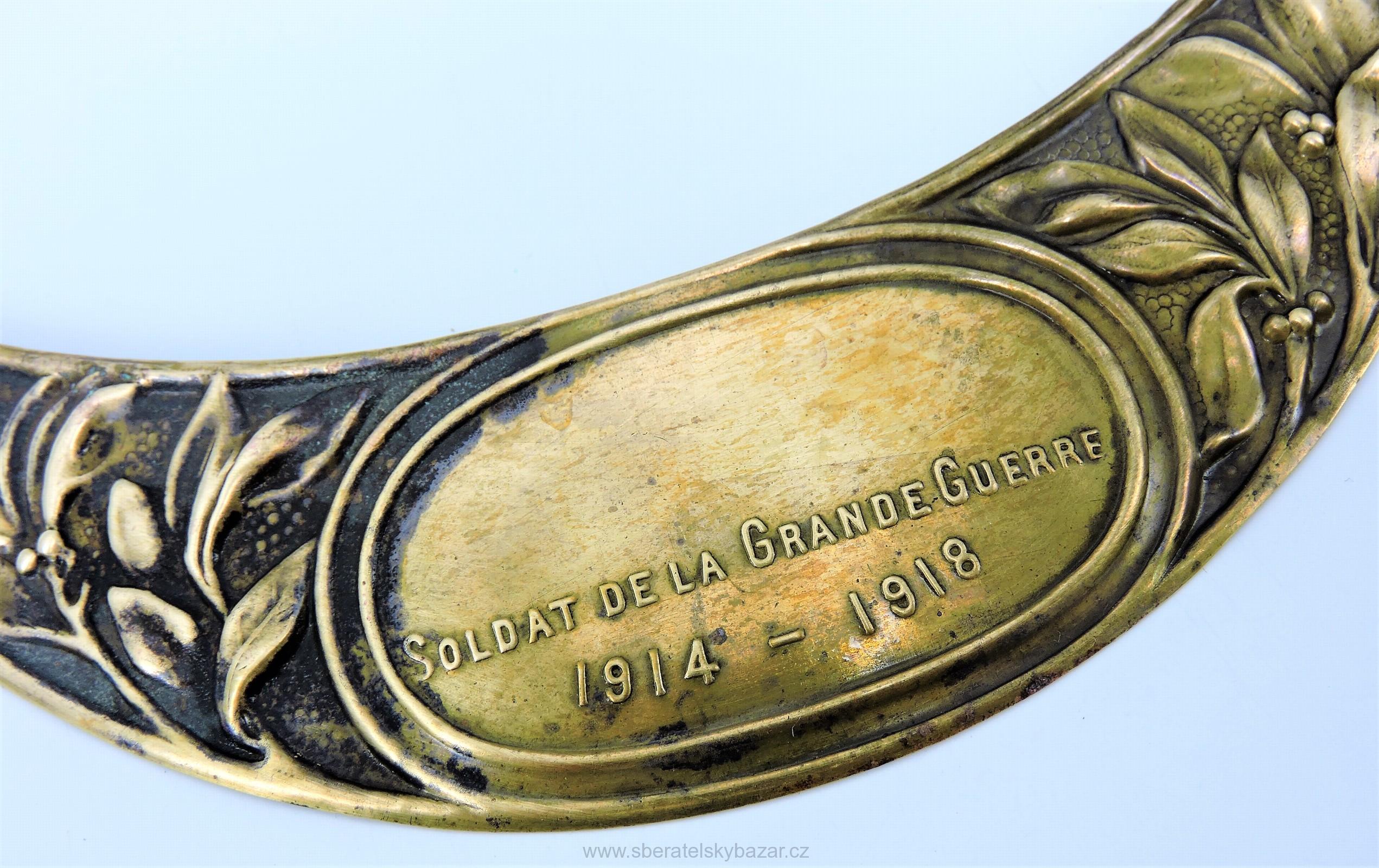 Štítek na Francouzskou přilbu adrian Veterán 1914-1916 Soldat de la Grande Guerre