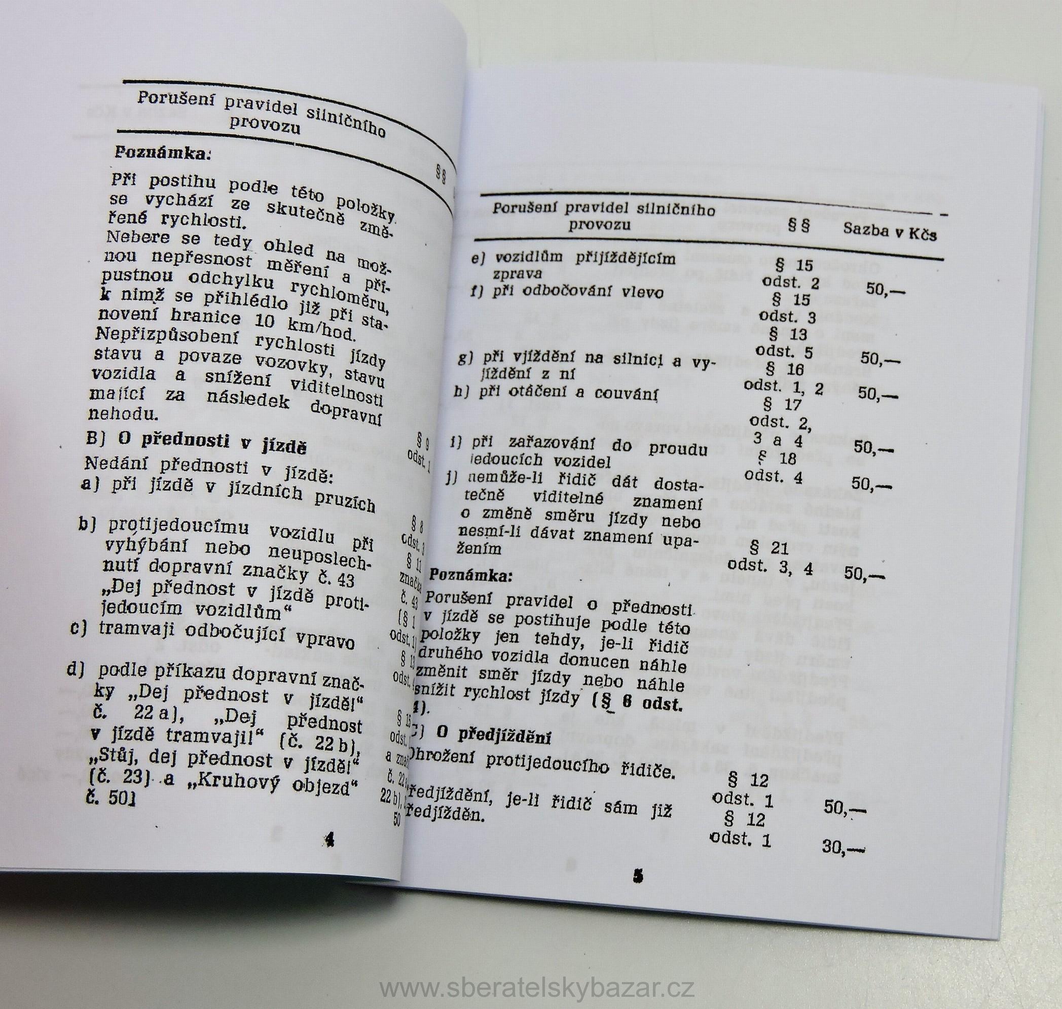 Sazebník pokut SNB 1961 - Reprint (Replika)