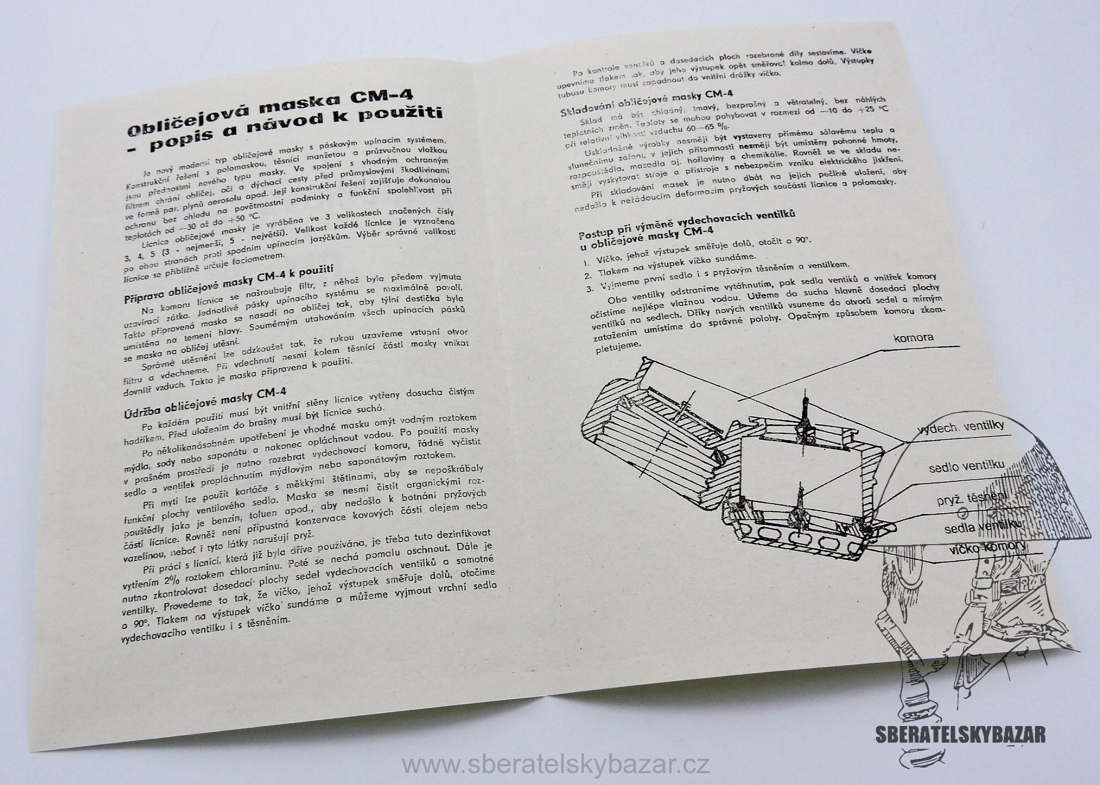 Návod plynová maska CM-4 - Reprint (Replika)
