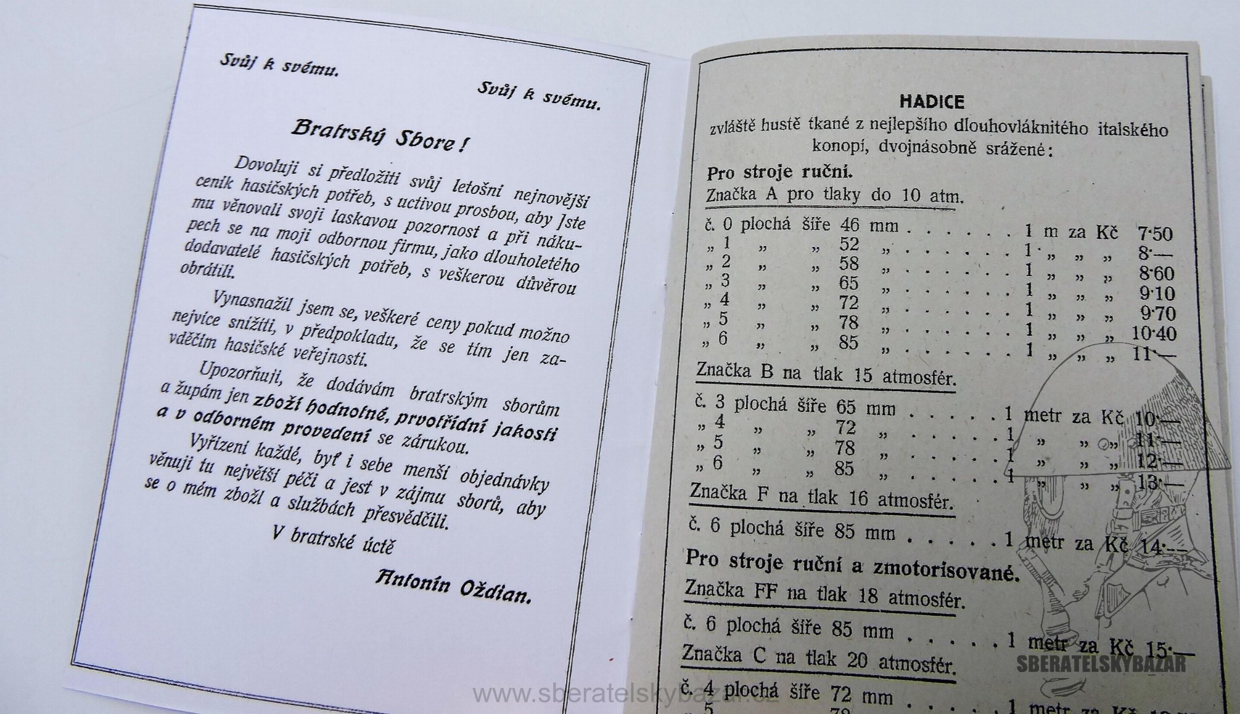 Ceník hasičských potřeb - Přilby, Uniformy, odznaky  - Reprint (Replika)