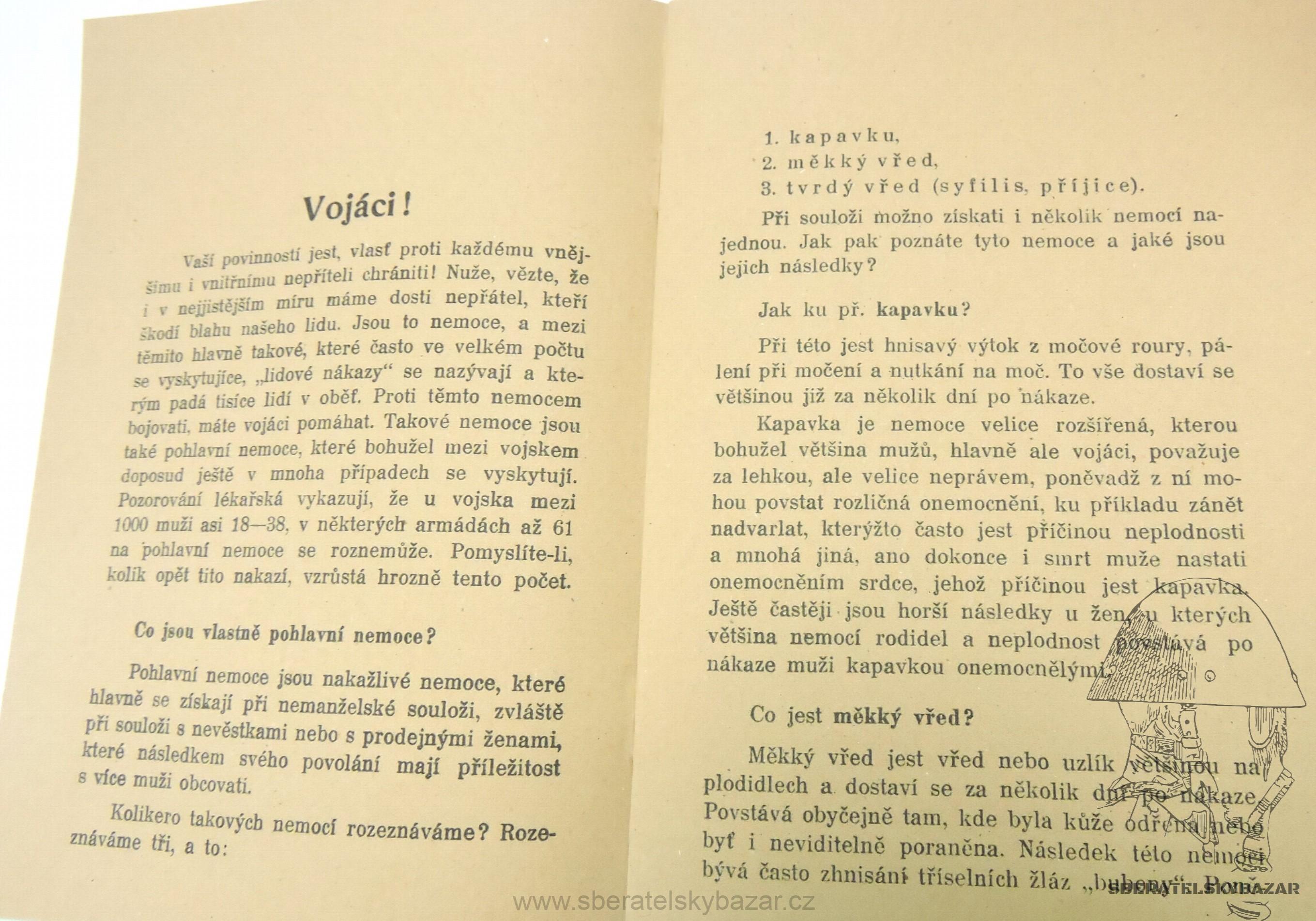 Příručka Napomenutí pro vojáky nebezpečí Pohlavních nemocí - Reprint (Replika)
