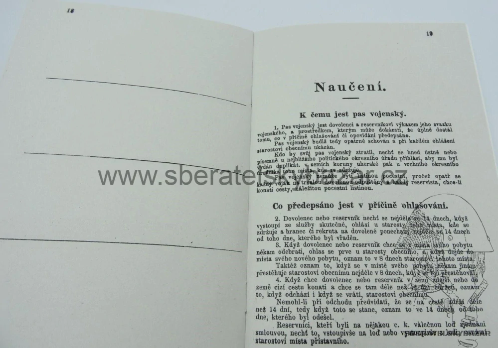 Vojenská knížka Rakousko Uhersko - Blanketní - Reprint (replika)