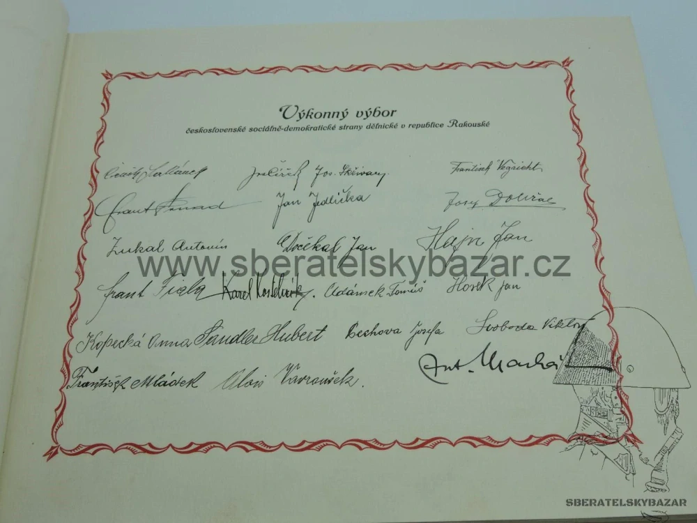 Pamětní album ČS sociální demokracie – Vídeň, cca 1930 | podpisy, razítka