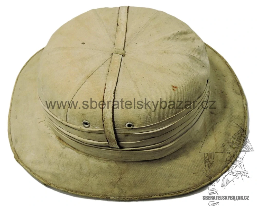 Britská tropická přiba WWII - Bombay bowler - bílá- značená