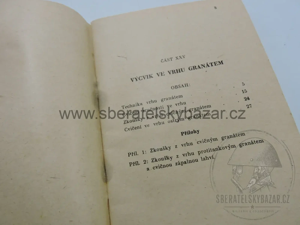 Čs. vojenský předpis – Výcvik ve vrhu granátem – 1947