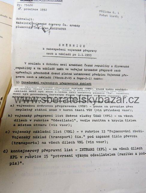 Předpis ČSLA Vojenská přeprava osob a nákladů Všeob-P-45/č