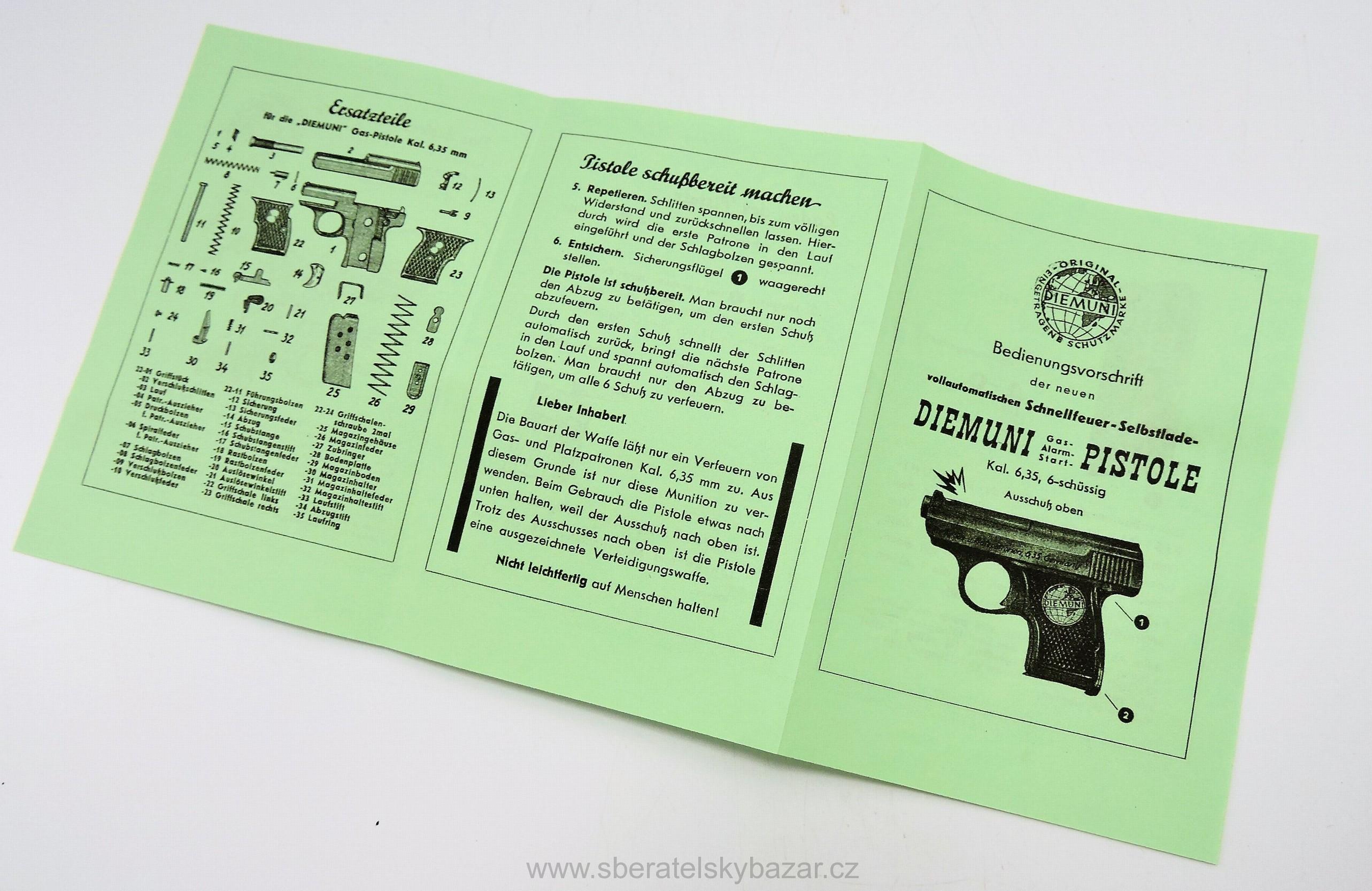 Návod na Německou pistoli 6,35mm - Reprint (Replika)