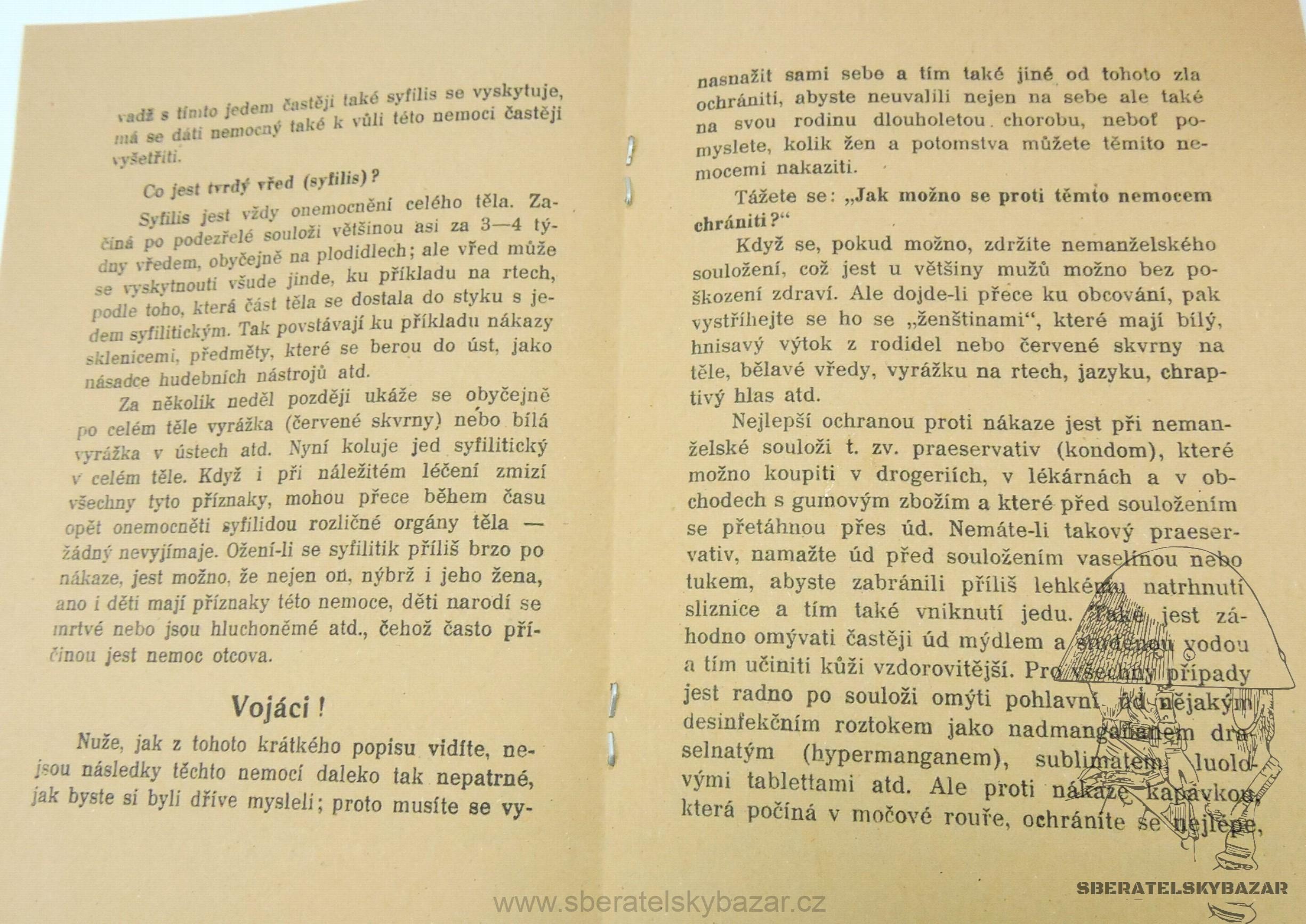 Příručka Napomenutí pro vojáky nebezpečí Pohlavních nemocí - Reprint (Replika)