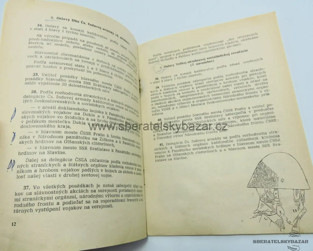 Originál Předpis ČSLA - Směrnice pre uskutočnovanie osláv v ČSLA