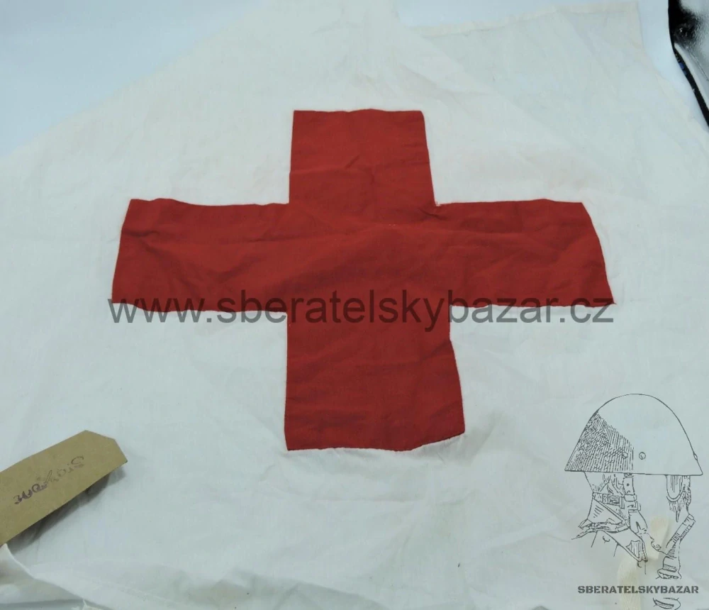  Vlajka červený kříž ČSLA/AČR s originál štítkem 