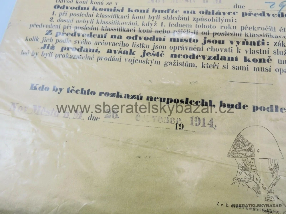 Vyhláška o mobilizaci RU 1914 - Nové město na Moravě