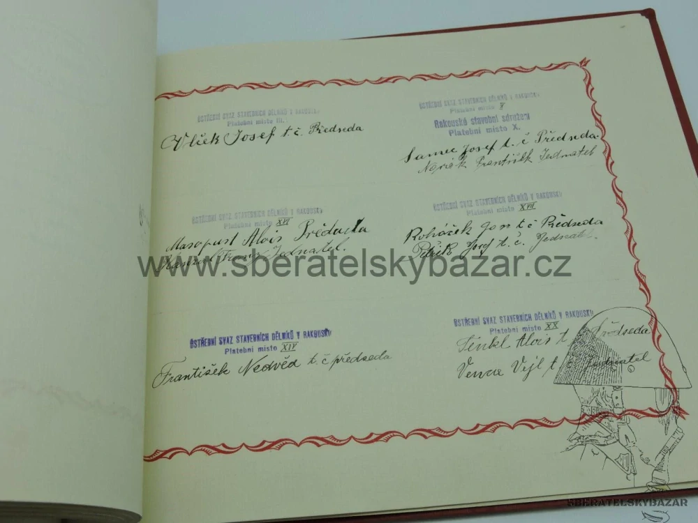 Pamětní album ČS sociální demokracie – Vídeň, cca 1930 | podpisy, razítka