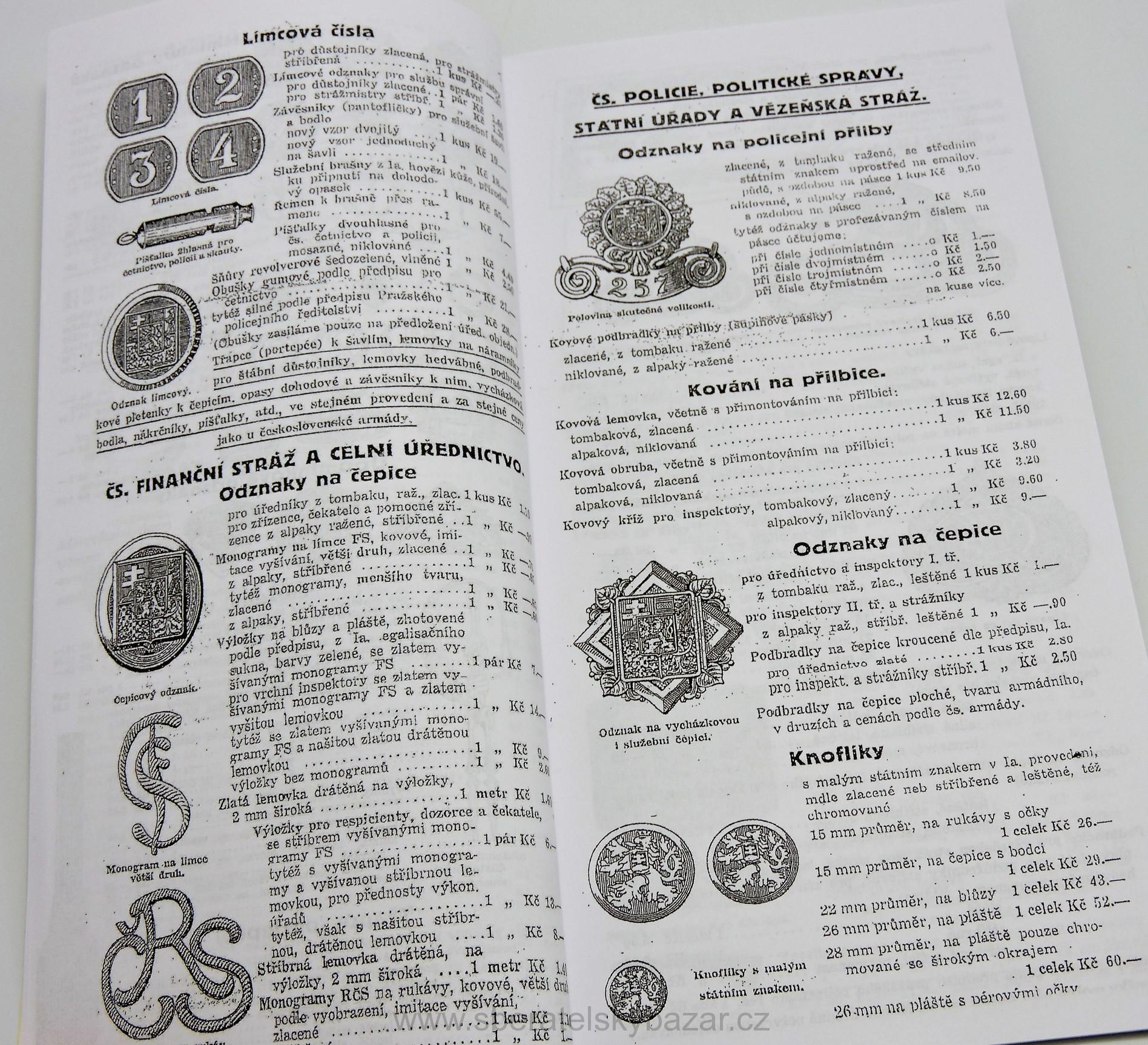 Katalog Karnet a Kyselý - Přilba 29, odznaky, přezky 46 stran - Reprint (Replika)